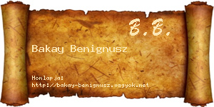 Bakay Benignusz névjegykártya